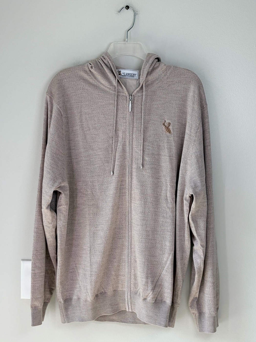 The Langley Chitown Performance 100% Merino Wool Zip Up Hoodie in Tan Heather